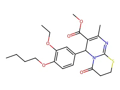 methyl 6-(4-butoxy-3-ethoxyphenyl)-8-methyl-4-oxo-3,4-dihydro-2H,6H-pyrimido[2,1-b][1,3]thiazine-7-carboxylate structure