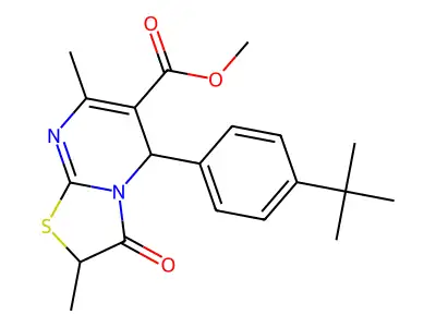 methyl 5-(4-tert-butylphenyl)-2,7-dimethyl-3-oxo-2,3-dihydro-5H-[1,3]thiazolo[3,2-a]pyrimidine-6-carboxylate structure