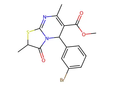 methyl 5-(3-bromophenyl)-2,7-dimethyl-3-oxo-2,3-dihydro-5H-[1,3]thiazolo[3,2-a]pyrimidine-6-carboxylate structure