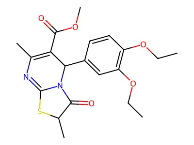 methyl 5-(3,4-diethoxyphenyl)-2,7-dimethyl-3-oxo-2,3-dihydro-5H-[1,3]thiazolo[3,2-a]pyrimidine-6-carboxylate structure