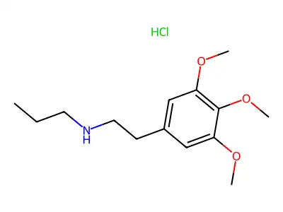 Phenethylamine, N-propyl-3,4,5-trimethoxy-, hydrochloride structure
