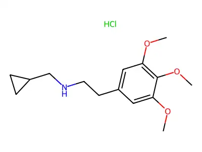Phenethylamine, N-(cyclopropylmethyl)-3,4,5-trimethoxy-, hydrochloride structure
