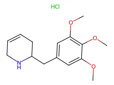 Pyridine, 1,2,3,6-tetrahydro-2-(3,4,5-trimethoxybenzyl)-, hydrochloride structure