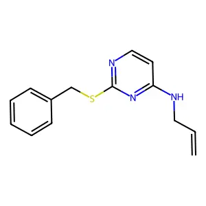 2-benzylsulfanyl-N-prop-2-enylpyrimidin-4-amine structure