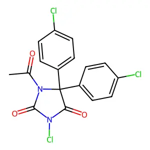1-Acetyl-3-chloro-5,5-bis(4-chlorophenyl)imidazolidine-2,4-dione structure