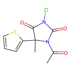 1-Acetyl-3-chloro-5-methyl-5-thiophen-2-ylimidazolidine-2,4-dione structure