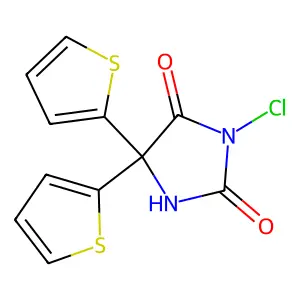 3-Chloro-5,5-dithiophen-2-ylimidazolidine-2,4-dione structure