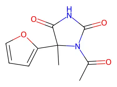 1-Acetyl-5-(furan-2-yl)-5-methylimidazolidine-2,4-dione structure