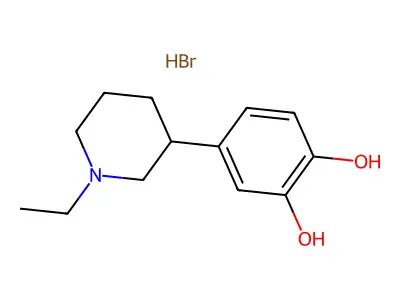 4-(1-Ethylpiperidin-3-yl)benzene-1,2-diol--hydrogen bromide (1/1) structure