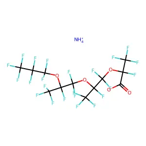 Propanoic acid, 2,3,3,3-tetrafluoro-2-(1,1,2,3,3,3-hexafluoro-2-(1,1,2,3,3,3-hexafluoro-2-(heptafluoropropoxy)propoxy)propoxy)-, ammonium salt structure