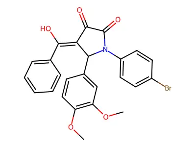 (4Z)-1-(4-bromophenyl)-5-(3,4-dimethoxyphenyl)-4-(hydroxy-phenyl-methylidene)pyrrolidine-2,3-dione structure