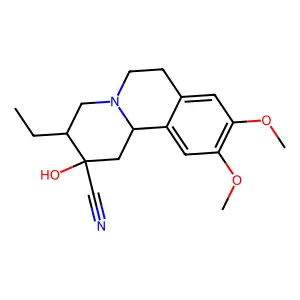3-ethyl-2-hydroxy-9,10-dimethoxy-1,3,4,6,7,11b-hexahydrobenzo[a]quinolizine-2-carbonitrile structure