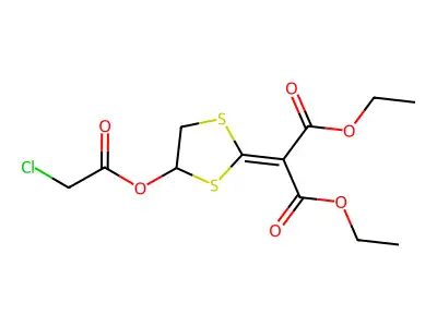 1,3-Diethyl 2-(4-((2-chloroacetyl)oxy)-1,3-dithiolan-2-ylidene)propanedioate structure