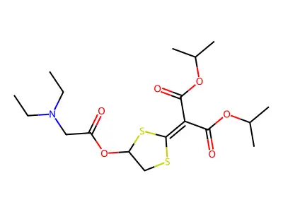 Diisopropyl 4-diethylaminoacetoxy-1,3-dithiolan-2-ylidene malonate structure