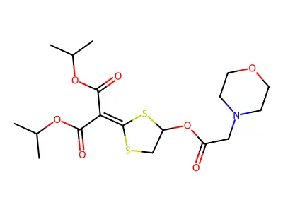 Popanedioic acid, (4-((4-morpholinylacetyl)oxy)-1,3-dithiolan-2-ylidene)-, bis(1-methylethyl) ester structure