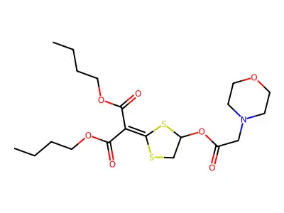 Dibutyl (4-((4-morpholinylacetyl)oxy)-1,3-dithiolan-2-ylidene)popanedioate structure