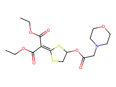 Diethyl (4-((4-morpholinylacetyl)oxy)-1,3-dithiolan-2-ylidene)popanedioate structure