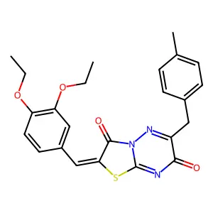 (2Z)-2-(3,4-diethoxybenzylidene)-6-(4-methylbenzyl)-7H-[1,3]thiazolo[3,2-b][1,2,4]triazine-3,7(2H)-dione structure