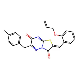 (2Z)-2-[2-(allyloxy)benzylidene]-6-(4-methylbenzyl)-7H-[1,3]thiazolo[3,2-b][1,2,4]triazine-3,7(2H)-dione structure