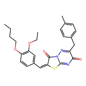 (2Z)-2-(4-butoxy-3-ethoxybenzylidene)-6-(4-methylbenzyl)-7H-[1,3]thiazolo[3,2-b][1,2,4]triazine-3,7(2H)-dione structure