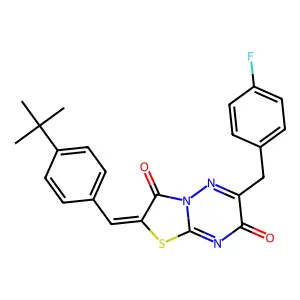 (2Z)-2-(4-tert-butylbenzylidene)-6-(4-fluorobenzyl)-7H-[1,3]thiazolo[3,2-b][1,2,4]triazine-3,7(2H)-dione structure