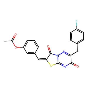 3-{(Z)-[6-(4-fluorobenzyl)-3,7-dioxo-7H-[1,3]thiazolo[3,2-b][1,2,4]triazin-2(3H)-ylidene]methyl}phenyl acetate structure