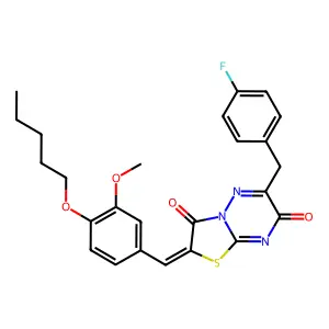 (2Z)-6-(4-fluorobenzyl)-2-[3-methoxy-4-(pentyloxy)benzylidene]-7H-[1,3]thiazolo[3,2-b][1,2,4]triazine-3,7(2H)-dione structure