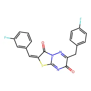 (2Z)-6-(4-fluorobenzyl)-2-(3-fluorobenzylidene)-7H-[1,3]thiazolo[3,2-b][1,2,4]triazine-3,7(2H)-dione structure