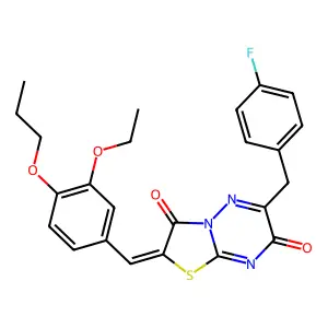 (2Z)-2-(3-ethoxy-4-propoxybenzylidene)-6-(4-fluorobenzyl)-7H-[1,3]thiazolo[3,2-b][1,2,4]triazine-3,7(2H)-dione structure