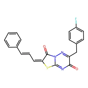 (2Z)-6-(4-fluorobenzyl)-2-[(2E)-3-phenylprop-2-en-1-ylidene]-7H-[1,3]thiazolo[3,2-b][1,2,4]triazine-3,7(2H)-dione structure