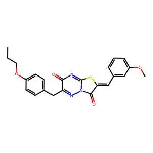 (2Z)-2-(3-methoxybenzylidene)-6-(4-propoxybenzyl)-7H-[1,3]thiazolo[3,2-b][1,2,4]triazine-3,7(2H)-dione structure