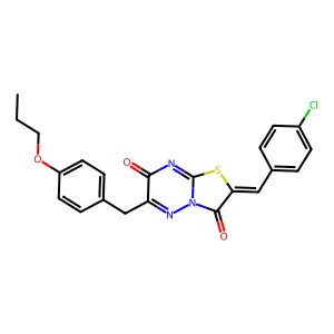 (2Z)-2-(4-chlorobenzylidene)-6-(4-propoxybenzyl)-7H-[1,3]thiazolo[3,2-b][1,2,4]triazine-3,7(2H)-dione structure
