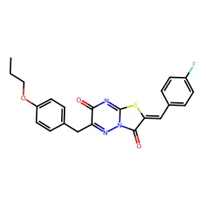 (2Z)-2-(4-fluorobenzylidene)-6-(4-propoxybenzyl)-7H-[1,3]thiazolo[3,2-b][1,2,4]triazine-3,7(2H)-dione structure