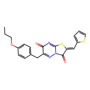 (2Z)-6-(4-propoxybenzyl)-2-(thiophen-2-ylmethylidene)-7H-[1,3]thiazolo[3,2-b][1,2,4]triazine-3,7(2H)-dione structure