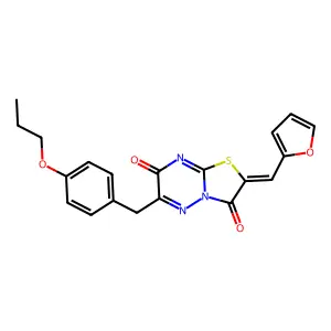 (2Z)-2-(furan-2-ylmethylidene)-6-(4-propoxybenzyl)-7H-[1,3]thiazolo[3,2-b][1,2,4]triazine-3,7(2H)-dione structure