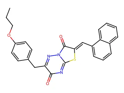 (2Z)-2-(naphthalen-1-ylmethylidene)-6-(4-propoxybenzyl)-7H-[1,3]thiazolo[3,2-b][1,2,4]triazine-3,7(2H)-dione structure