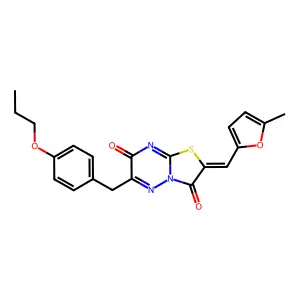 (2Z)-2-[(5-methylfuran-2-yl)methylidene]-6-(4-propoxybenzyl)-7H-[1,3]thiazolo[3,2-b][1,2,4]triazine-3,7(2H)-dione structure