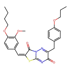 (2Z)-2-(4-butoxy-3-methoxybenzylidene)-6-(4-propoxybenzyl)-7H-[1,3]thiazolo[3,2-b][1,2,4]triazine-3,7(2H)-dione structure