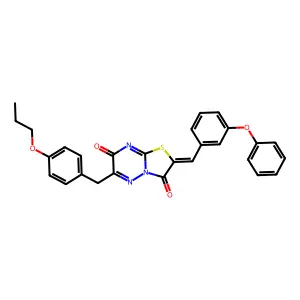 (2Z)-2-(3-phenoxybenzylidene)-6-(4-propoxybenzyl)-7H-[1,3]thiazolo[3,2-b][1,2,4]triazine-3,7(2H)-dione structure