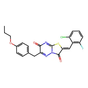 (2Z)-2-(2-chloro-6-fluorobenzylidene)-6-(4-propoxybenzyl)-7H-[1,3]thiazolo[3,2-b][1,2,4]triazine-3,7(2H)-dione structure