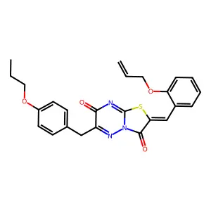 (2Z)-2-[2-(prop-2-en-1-yloxy)benzylidene]-6-(4-propoxybenzyl)-7H-[1,3]thiazolo[3,2-b][1,2,4]triazine-3,7(2H)-dione structure