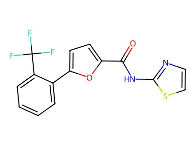 N-(1,3-thiazol-2-yl)-5-[2-(trifluoromethyl)phenyl]furan-2-carboxamide structure
