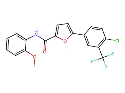 5-[4-chloro-3-(trifluoromethyl)phenyl]-N-(2-methoxyphenyl)furan-2-carboxamide structure