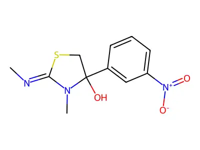 (2Z)-3-methyl-2-(methylimino)-4-(3-nitrophenyl)-1,3-thiazolidin-4-ol structure