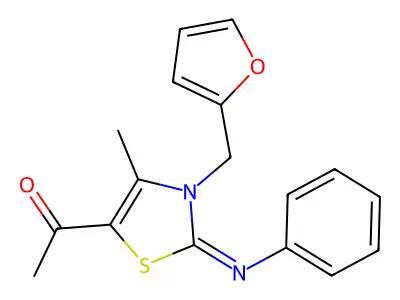 1-[3-(Furan-2-ylmethyl)-4-methyl-2-phenylimino-1,3-thiazol-5-yl]ethanone structure