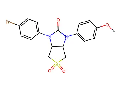 1-(4-bromophenyl)-3-(4-methoxyphenyl)tetrahydro-1H-thieno[3,4-d]imidazol-2(3H)-one 5,5-dioxide structure