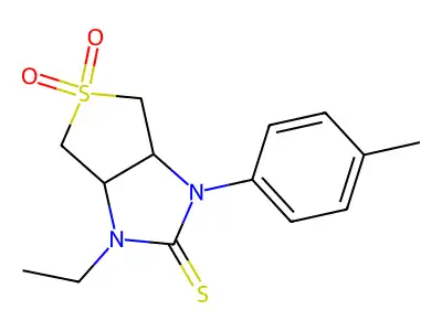 1-ethyl-3-(p-tolyl)tetrahydro-1H-thieno[3,4-d]imidazole-2(3H)-thione 5,5-dioxide structure