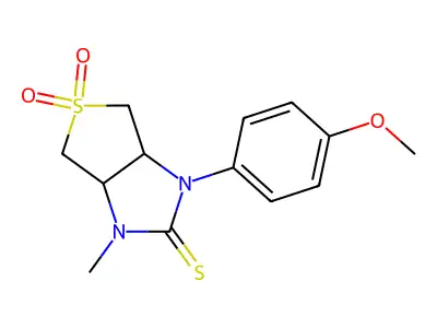 1-(4-methoxyphenyl)-3-methyltetrahydro-1H-thieno[3,4-d]imidazole-2(3H)-thione 5,5-dioxide structure