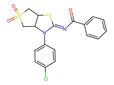 (Z)-N-(3-(4-chlorophenyl)-5,5-dioxidotetrahydrothieno[3,4-d]thiazol-2(3H)-ylidene)benzamide structure