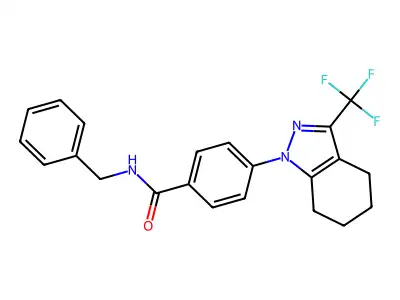N-benzyl-4-[3-(trifluoromethyl)-4,5,6,7-tetrahydroindazol-1-yl]benzamide structure
